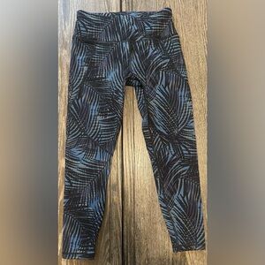 NWT Sweaty Betty Power 7/8 Workout Leggings | Size S | Blue Palm Lines Print